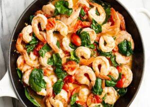 Tomato Spinach Shrimp Pasta